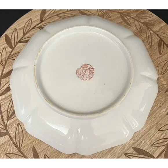 Vtg Japanese Porcelain Ware Hand Painted Scalloped Floral Butterfly Plate 8.5" - Picture 4 of 4